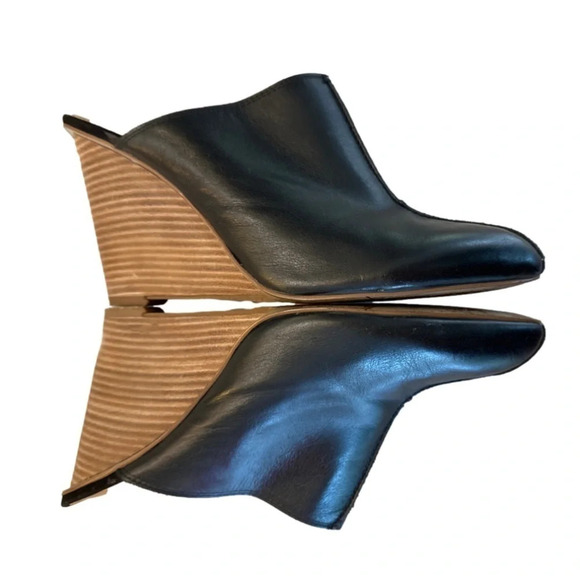 Nine West Salome Black Leather Slip On Mules Wedges Women's shoes Size 8 M - Picture 3 of 7